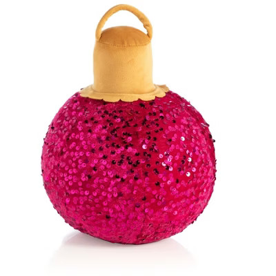 Shiraleah Pink Sparkle Christmas Ornament Bauble Pillow, Small | Target