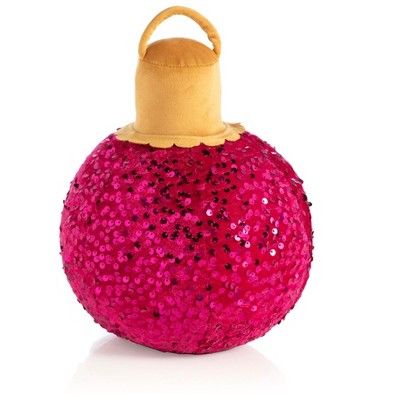 Shiraleah Pink Sparkle Christmas Ornament Bauble Pillow, Small | Target