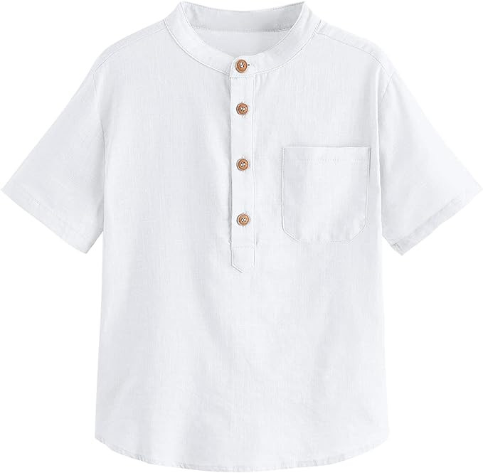 Amazon.com: Inorin Boys Button Up Henley Shirts Short Sleeve Lightweight Summer Cotton Dress T Sh... | Amazon (US)