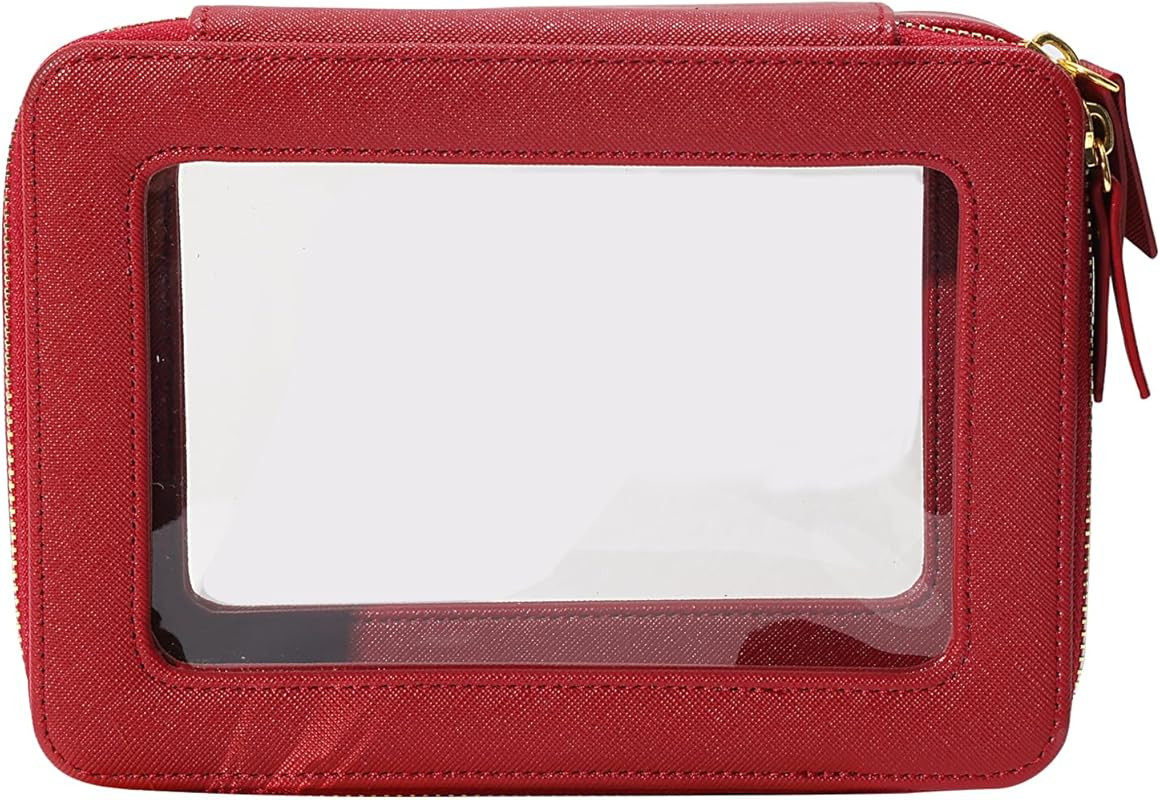 SANHECUN Toiletry bag waterproof cosmetic organizer with handle large opening for travelling (Red... | Amazon (US)