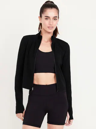 StudioSmooth Full-Zip Cropped Jacket | Old Navy (US)