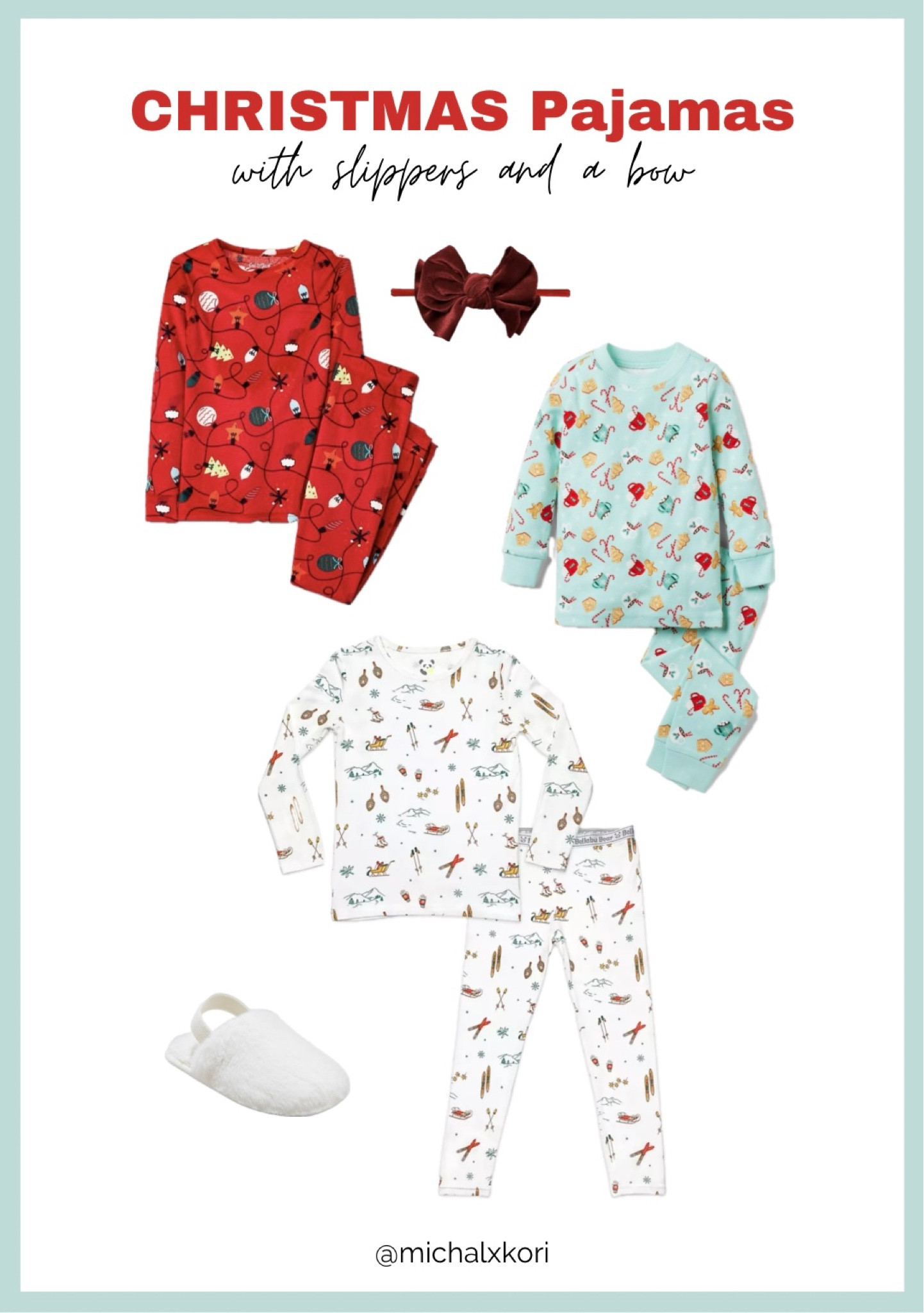 Toddler Christmas pajamas styled with slippers and a bow.🎄

#LTKHoliday #LTKkids #LTKstyletip