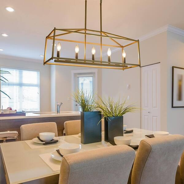 Modern Gold 5-Light Linear Large 30" Chandelier Island Lights for Dining Room - L30" x W10.2" x H... | Bed Bath & Beyond
