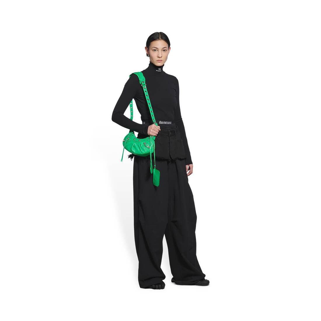 Sac Porté Épaule Le Cagole Modèle XS en cuir d'agneau Arena vert avec finitions coloris argent... | Balenciaga