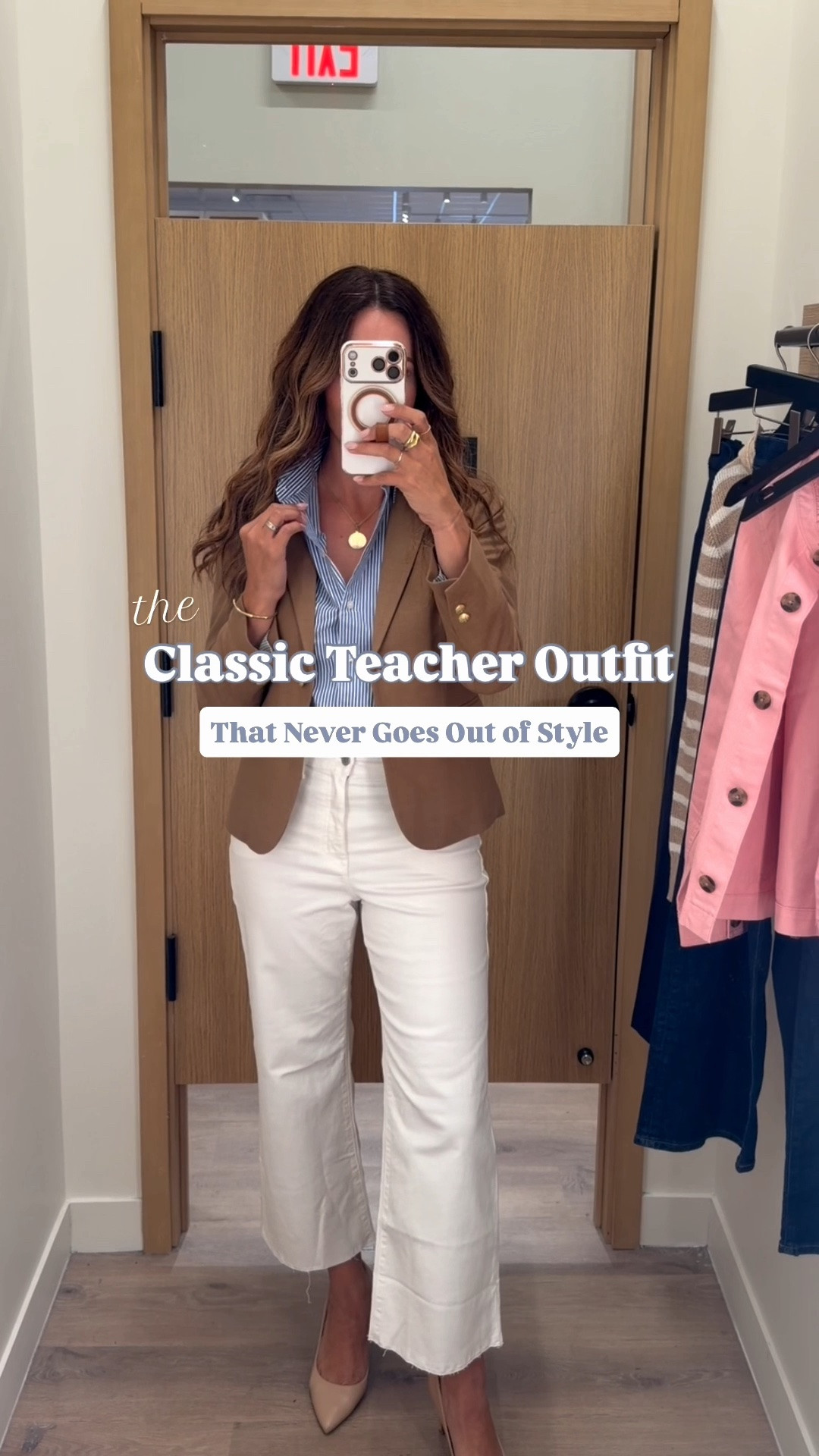 Classic teacher style: A tailored blazer, crisp striped button-down, and comfortable wide-leg denim. Timeless pieces you'll wear again and again! ✏️

#LTKootd #LTKSaleAlert #LTKWorkwear