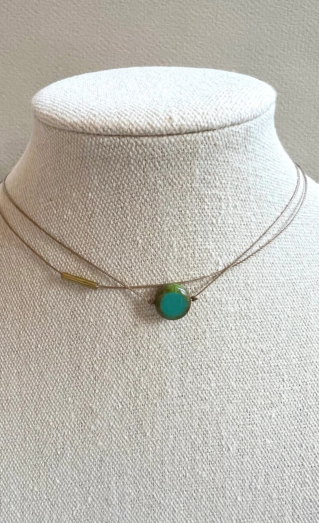 Teal Glass Bead Choker: Double Strand Boho Necklace | Etsy (US)