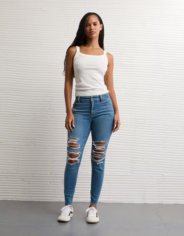 AE Next Level Curvy Ripped High-Waisted Jegging | American Eagle Outfitters (US & CA)