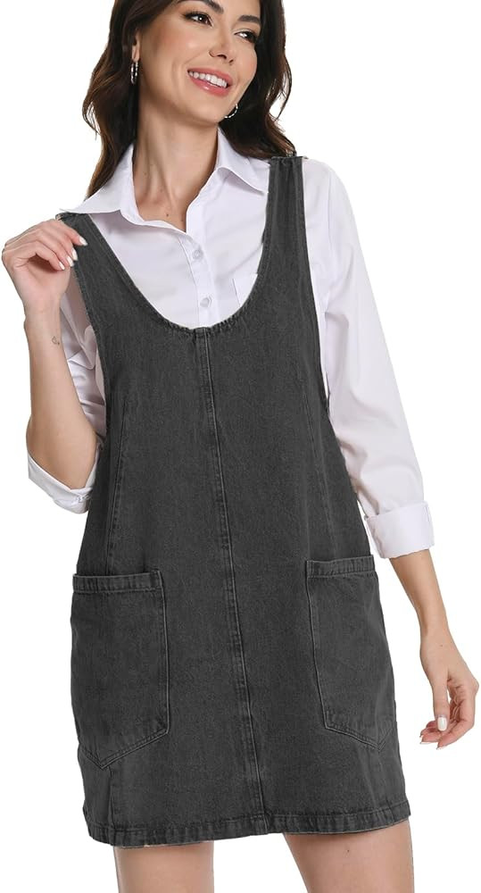 Denim Skirtall Dress for Women Jean High Roller Overalls Fashion Casual Sleeveless Mini Dress Jum... | Amazon (US)