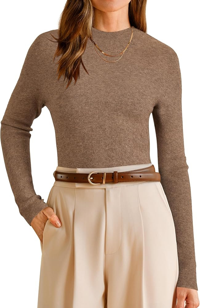 Arach&Cloz Women's Wool Blend Fall Seamless Rip Resistant Warm Layered Tops Business Casual Sweat... | Amazon (US)