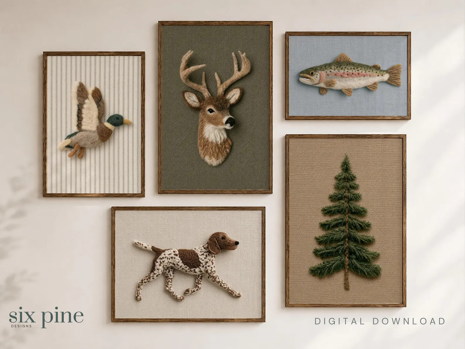 Hunting Fishing Nursery Gallery Wall Set |  Deer, Mallard, Trout, Hunting Dog & Pine Tree | Rusti... | Etsy (Global)