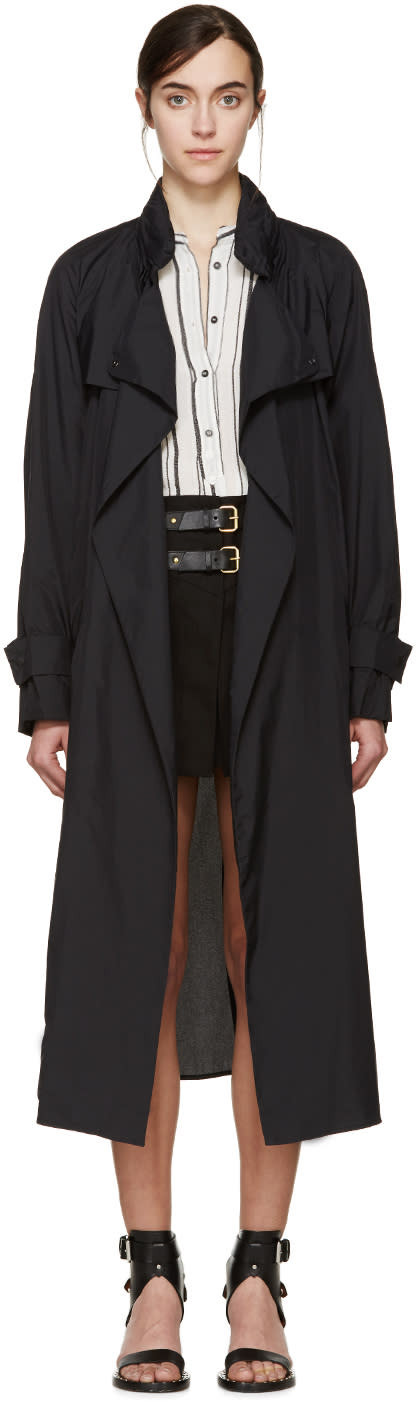 Isabel Marant Black Nylon Garnett Trench Coat | SSENSE