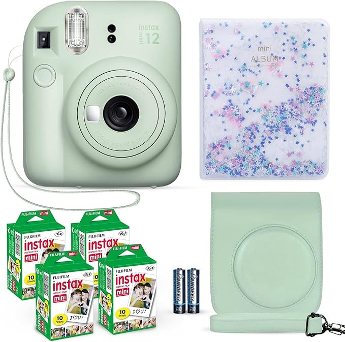 Fujifilm Instax Mini 12 Instant Camera Mint Green + Fuji Film Value Pack (40 Sheets) + Shutter Ac... | Amazon (US)