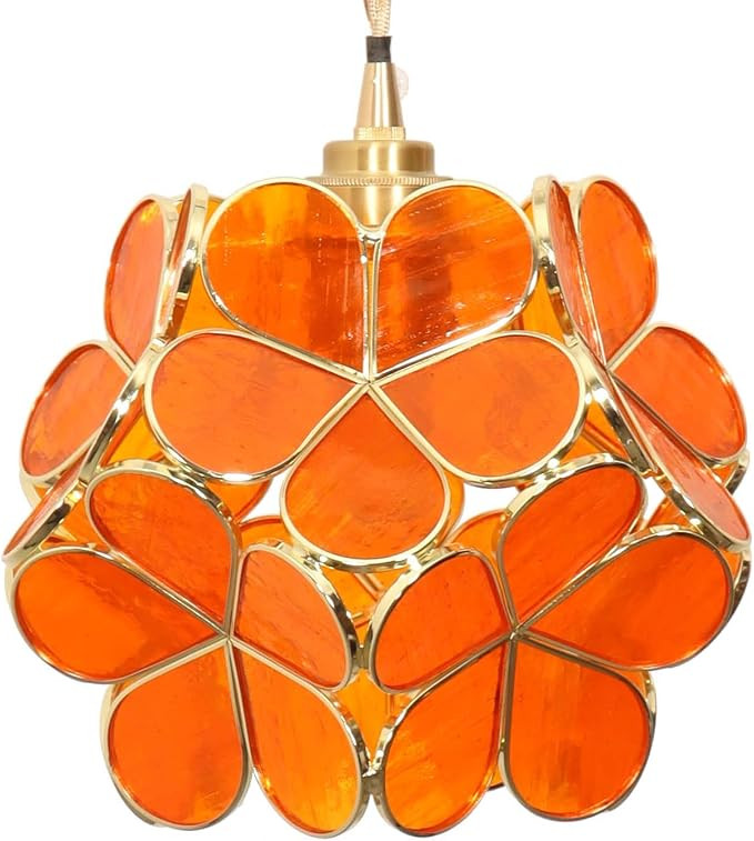 Bieye L10966 Petals Tiffany Style Stained Glass Ceiling Pendant Light with 8-inch Wide Lampshade ... | Amazon (US)