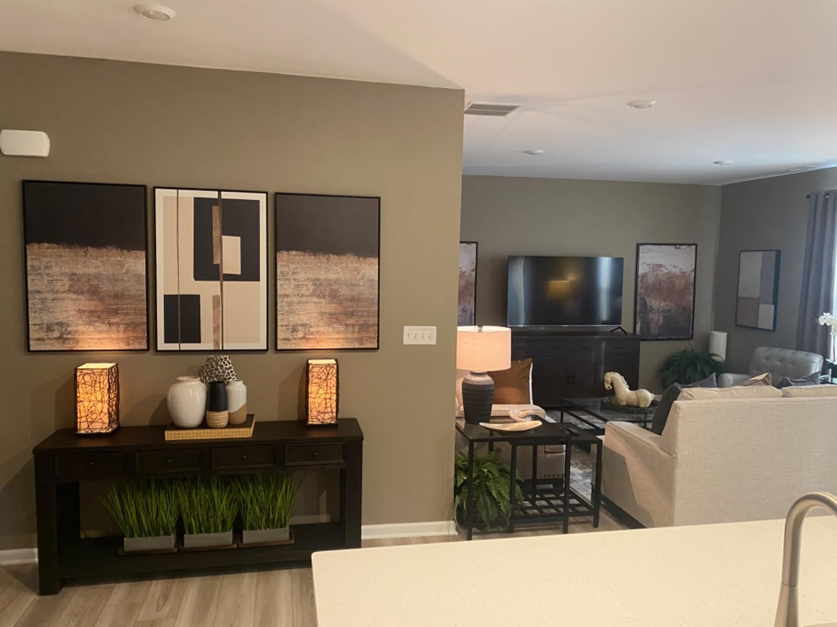 SIGNWIN Framed Canvas Print Wall Art Set Mid-Century Tan Paint Strokes Abstract Shapes Illustrati... | Amazon (US)