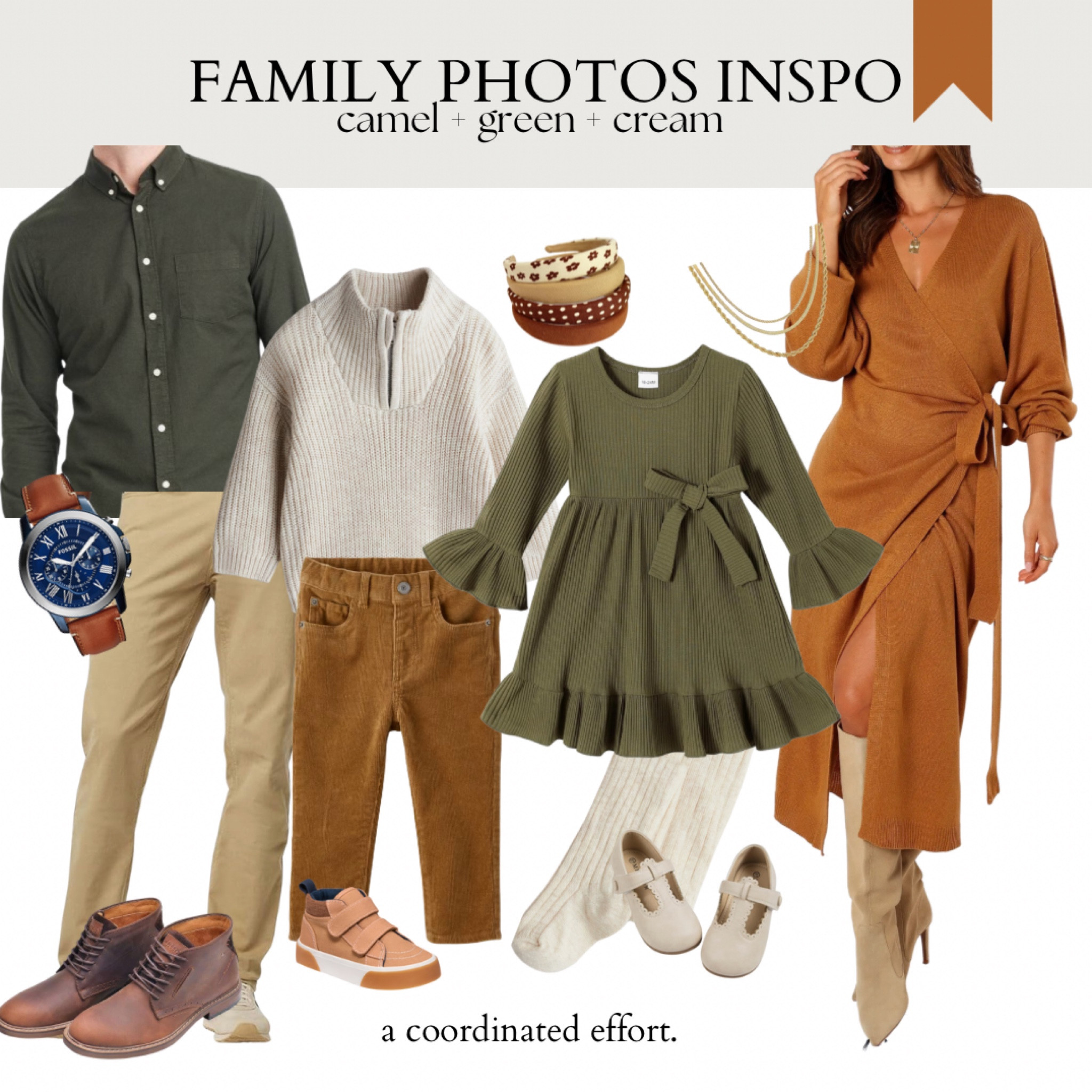🍂 Cozy up in coordinated family photo outfits this fall! These warm camel, green, and cream tones bring out the season’s best vibes for unforgettable pictures. Perfect for outdoor family photo shoots—these outfits are simple yet stunning! #FallFamilyPhotos #CoordinatedOutfits #SeasonalFamilyLooks
.
.
Camel Fall Dress
Fall Outfit for Toddler Girl
Green Toddler Dress
Cream Sweater for Little Boy
Husband Outfit Family Photos

#LTKKids #LTKMens #LTKFamily