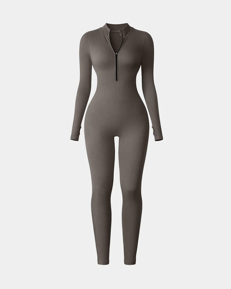 Long Sleeve Zip Front Jumpsuits | Oqq