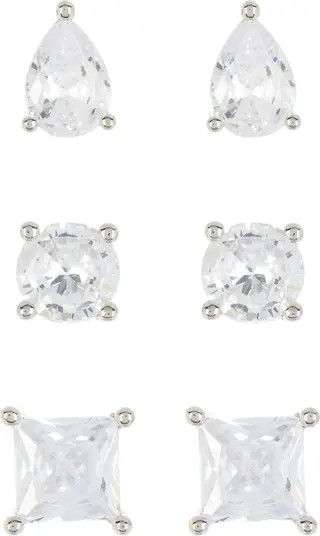 Set of 3 Cubic Zirconia Stud Earrings | Nordstrom Rack