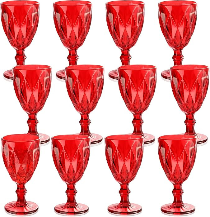 Yinder Glass Goblet Vintage Wine Goblet Embossed Glassware 10 oz Solid Color Glass Stemmed Cups f... | Amazon (US)