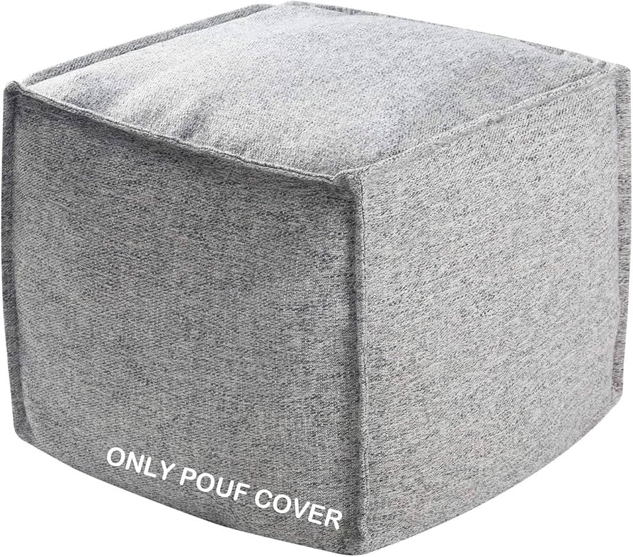 idee-home Unstuffed Pouf Cover, Storage Bean Bag Cubes, Ottoman Pouf Foot Rest Footstool, Solid S... | Amazon (US)