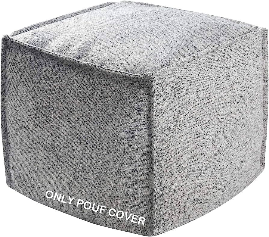 idee-home Unstuffed Pouf Cover, Storage Bean Bag Cubes, Ottoman Pouf Foot Rest Footstool, Solid S... | Amazon (US)