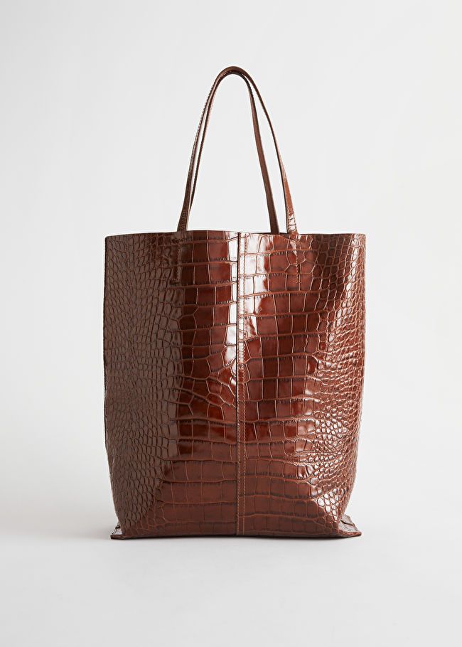 Croc Embossed Leather Tote Bag | & Other Stories US
