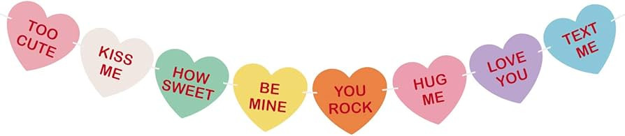 TUPARKA Valentine Conversation Candy Hearts Banner Valentine Candy Hearts Sayings Garland for Val... | Amazon (US)