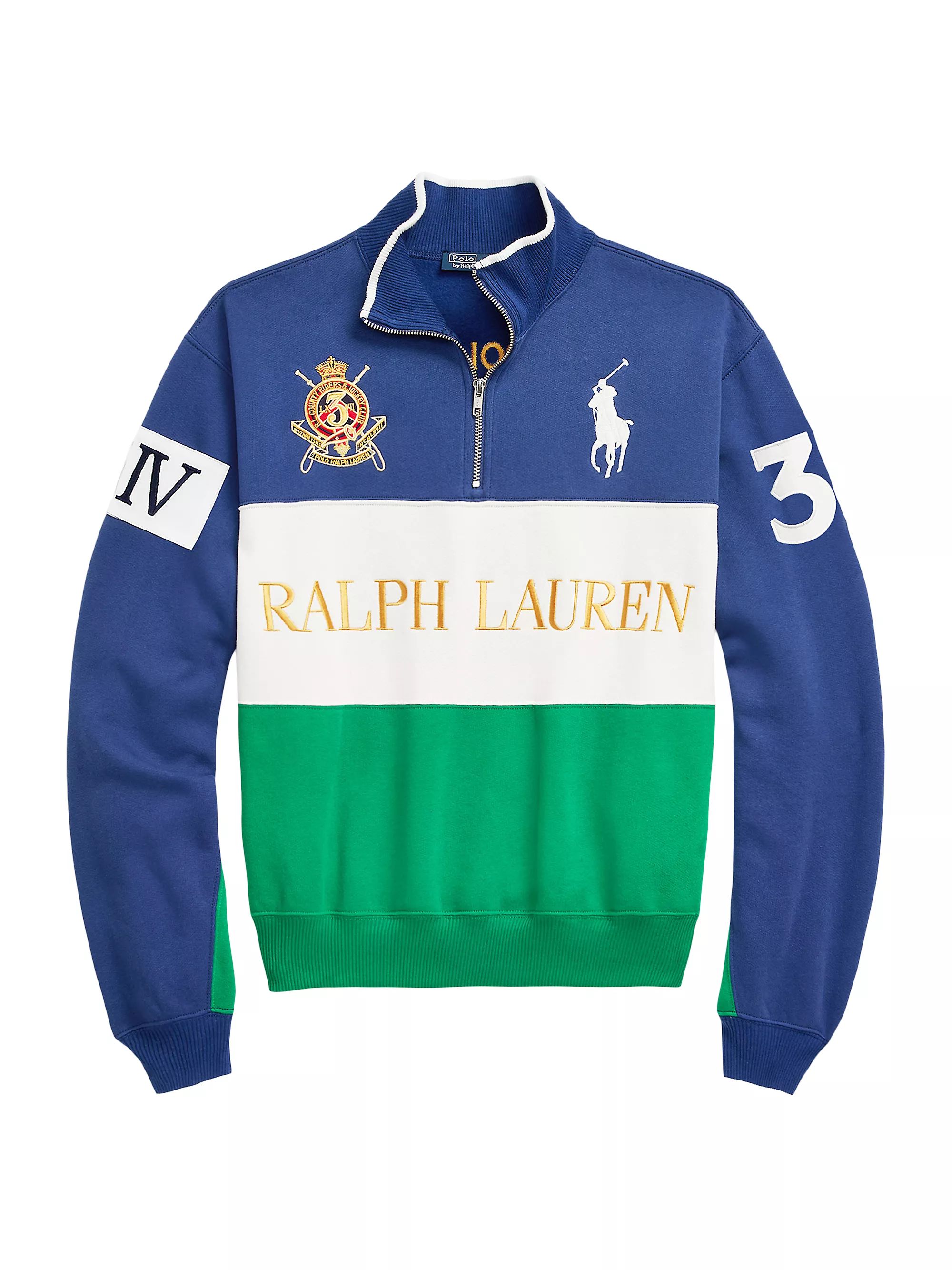 Polo Ralph LaurenLogo Paneled Cotton Fleece Half-Zip Sweatshirt | Saks Fifth Avenue