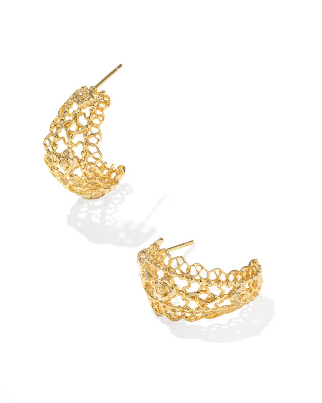 Krista Lace Gold Huggie Earrings | Kendra Scott