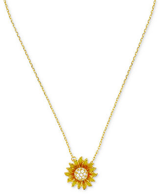 Cubic Zirconia Sunflower Pendant Necklace in 14k Gold-Plated Sterling Silver, 16" +2" extender | Macy's Canada