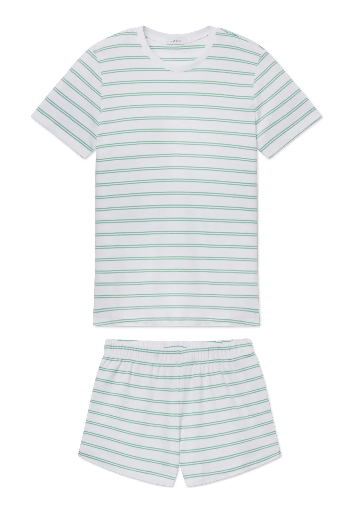 Pima Crew Shorts Set in Meadow White Stripe | Lake Pajamas