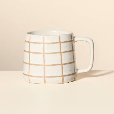 13oz Grid Reactive Glaze Tapered Stoneware Mug - Hearth & Hand™ with Magnolia | Target