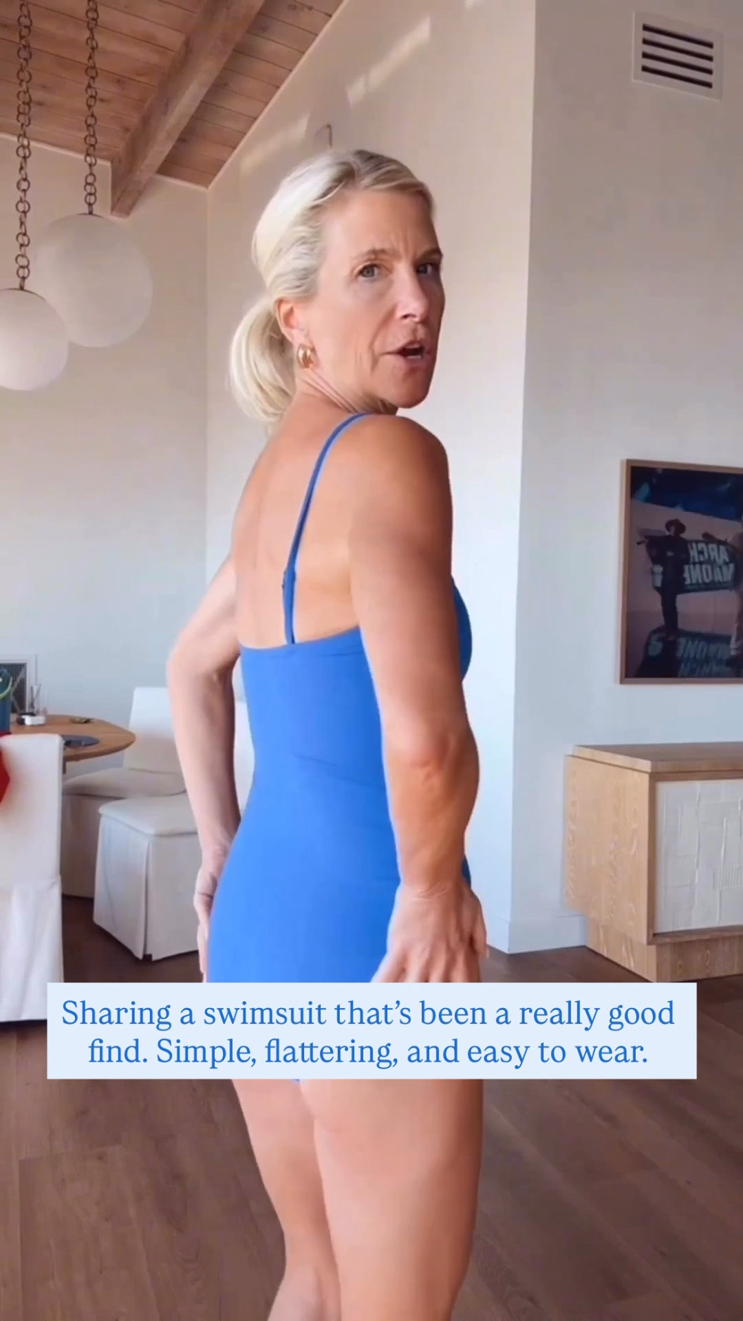 Chic blue swimsuit with built-in support and a sleek design.

#LTKOver40 #LTKSaleAlert #LTKootd