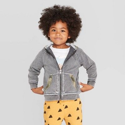 Toddler Boys' Camouflage Trim Zip-Up Hoodie Sweatshirt - art class™ Gray | Target