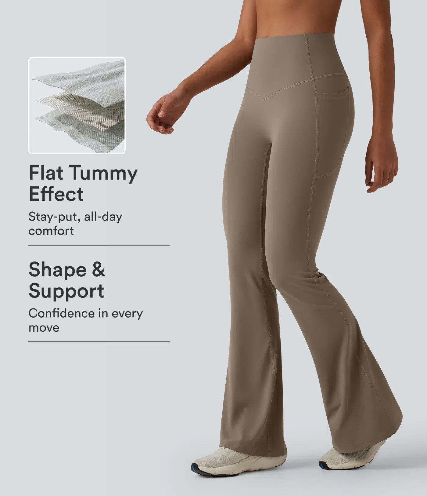 Halara UltraSculpt™ High Waisted Tummy Control Flare Yoga Leggings with Pockets | HALARA