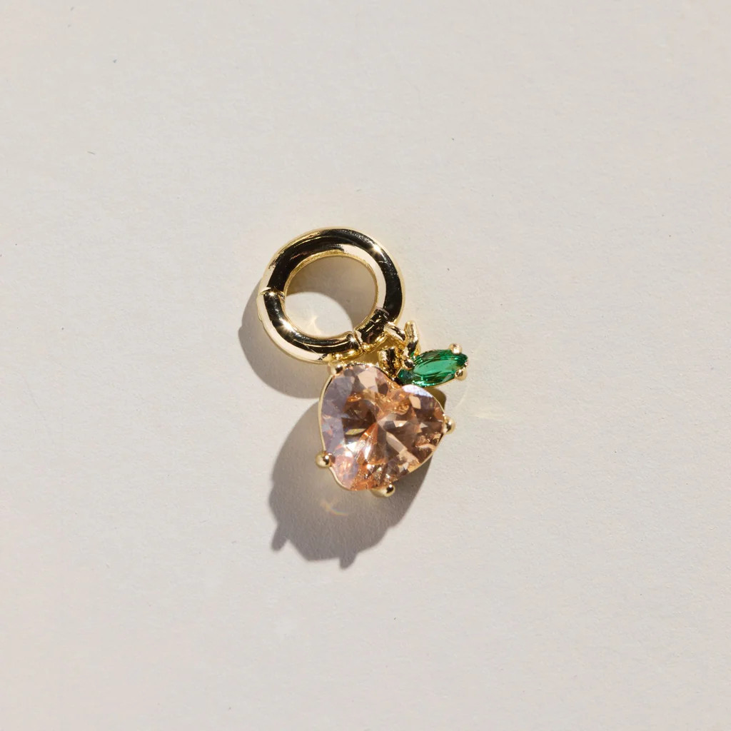 Pink Peach Fruit Charm | Nickel and Suede
