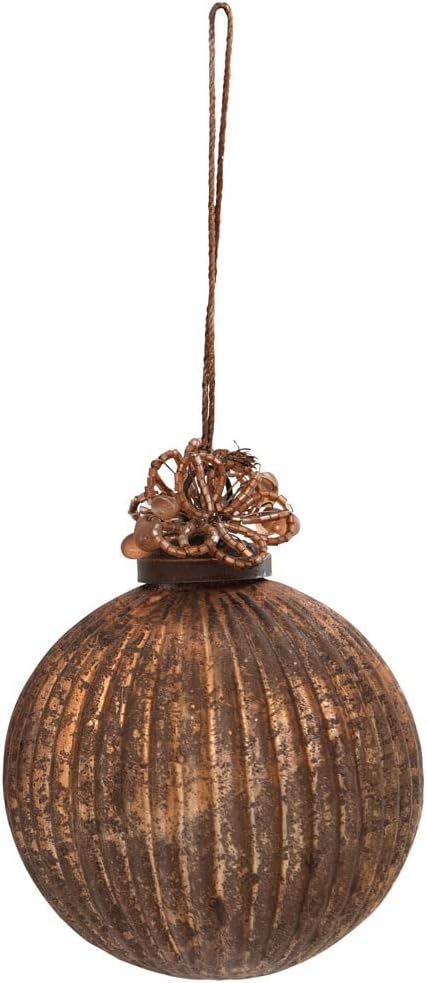 Creative Co-Op Embossed Glass Ball Ornament with Beads, Antique Copper Finish | Amazon (US)
