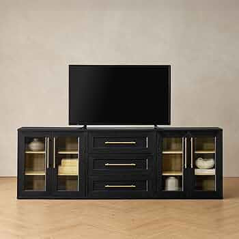mopio Blake 3 Piece Entertainment Center with Storage, Modern Farmhouse Modular Storage Cabinet D... | Amazon (US)
