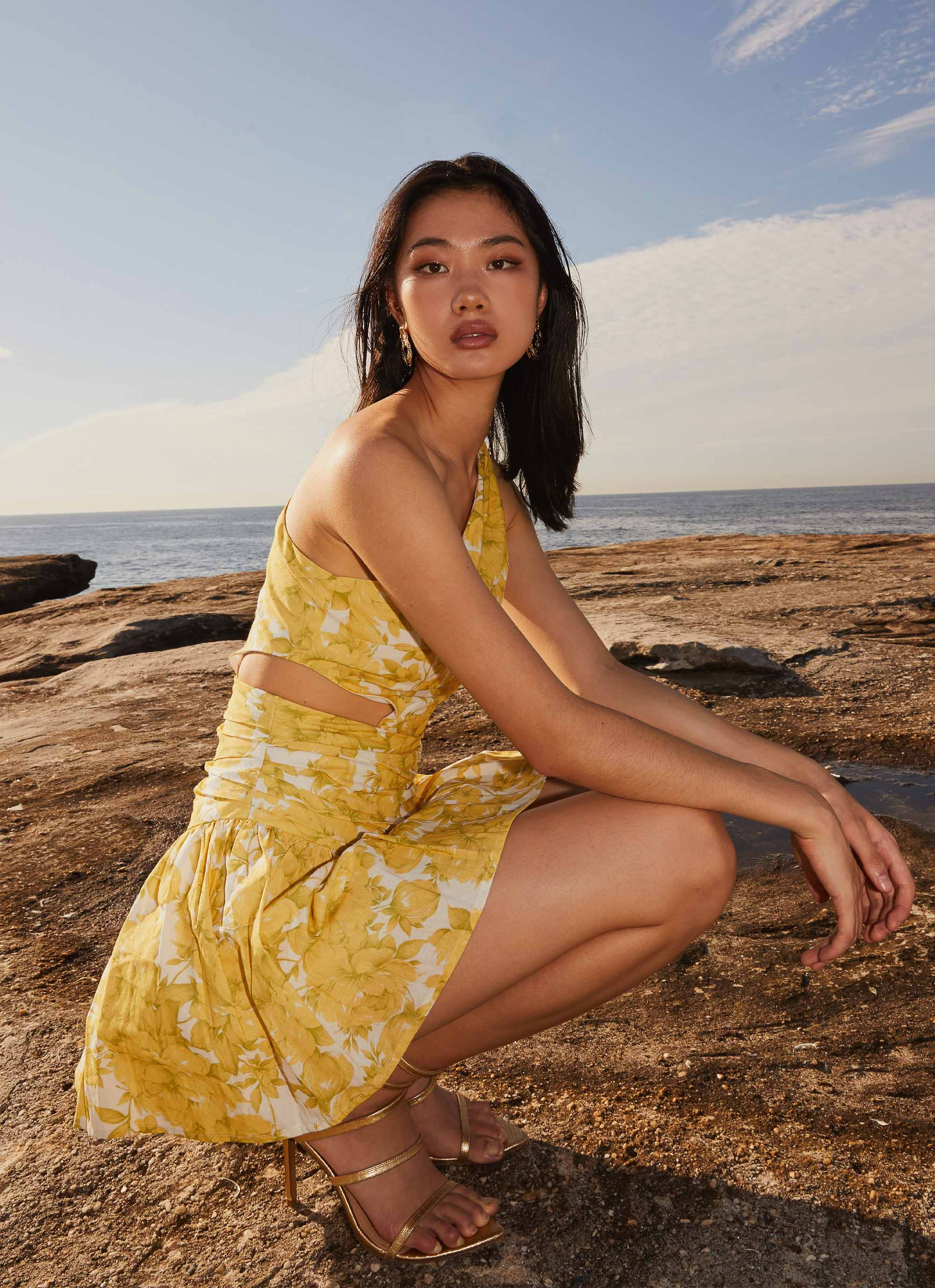 Sunkissed Hearts One Shoulder Mini Dress - Daffodil | Peppermayo (Global)