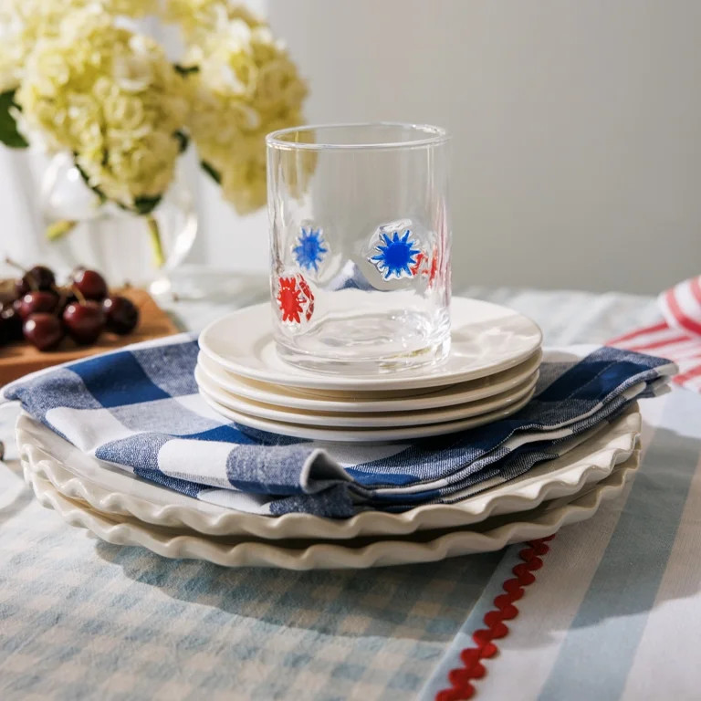Thyme & Table 12 fl oz Red and Blue Patriotic Fireworks Charm Drinking Glasses, Set of 2 | Walmart (US)