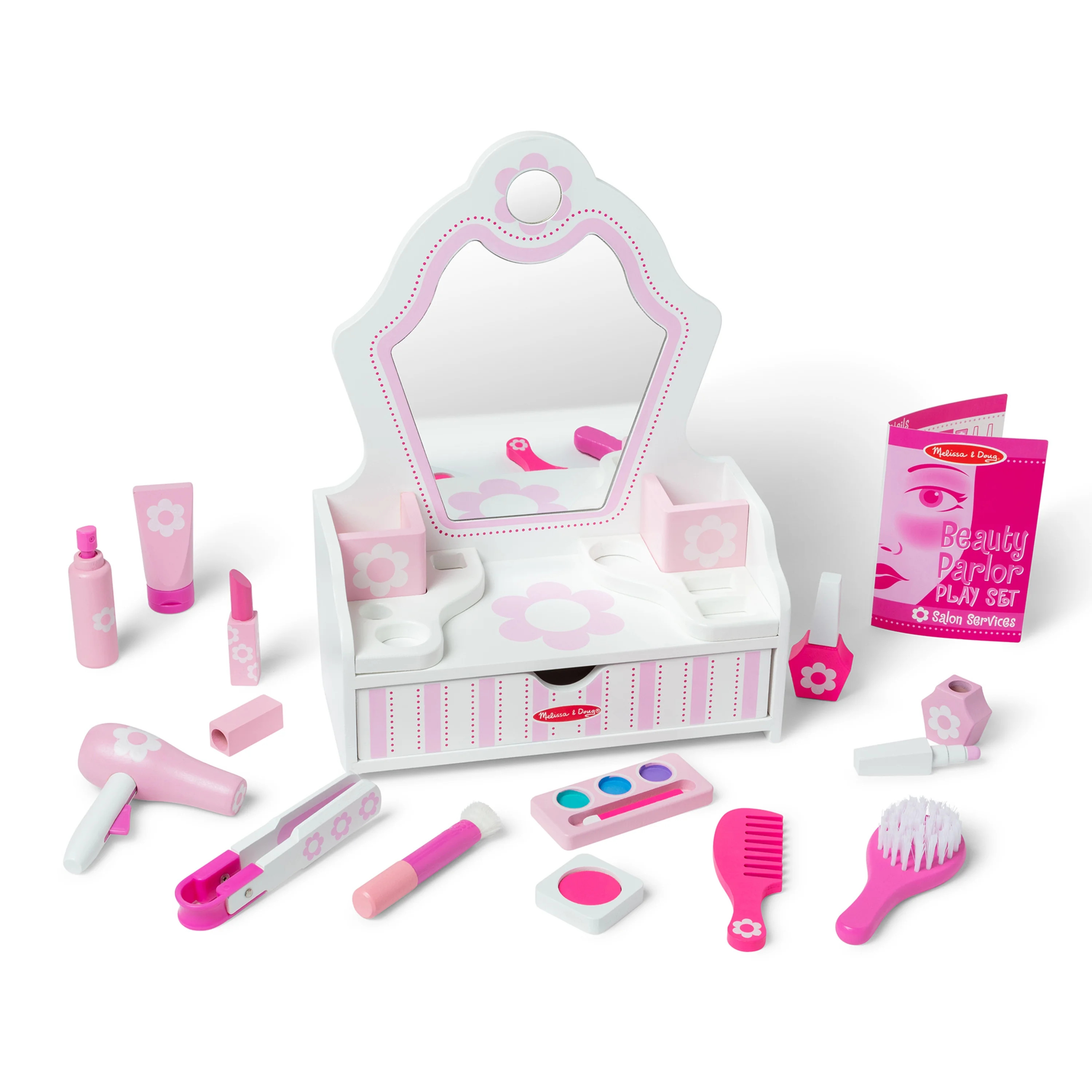 Melissa & Doug Wooden Beauty Salon Play Set with Vanity and Accessories (18 Pieces) - FSC-Certifi... | Walmart (US)