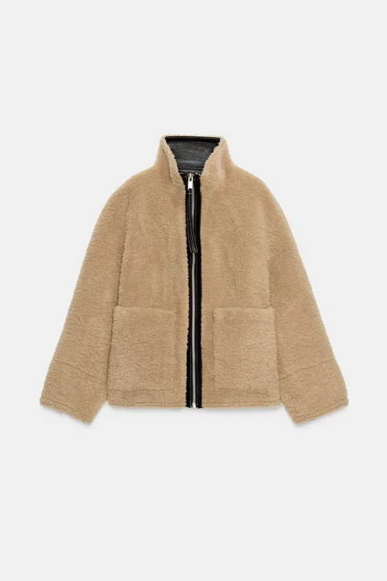 ZW COLLECTION FAUX SHEARLING DOUBLE-FACED JACKET | Zara UK