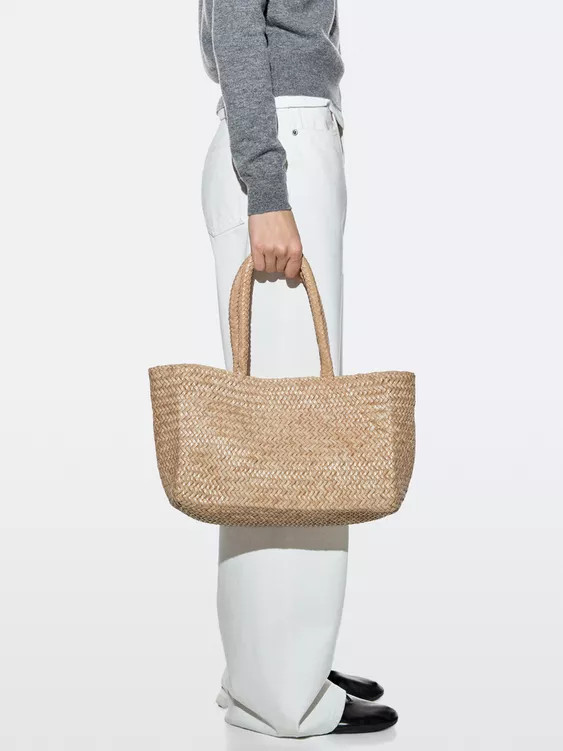 Medium braided nappa leather tote bag | Zara Canada