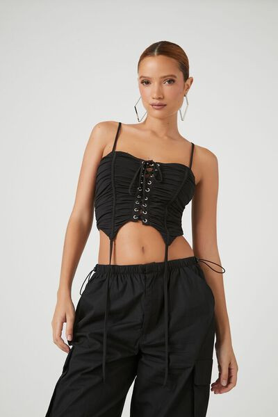 Ruched Lace-Up Cami | Forever 21 (US)