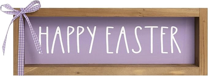 Happy Easter Sign, Wooden Purple Easter Table Top Decorations for Home Indoor, Spring Wood Decora... | Amazon (US)