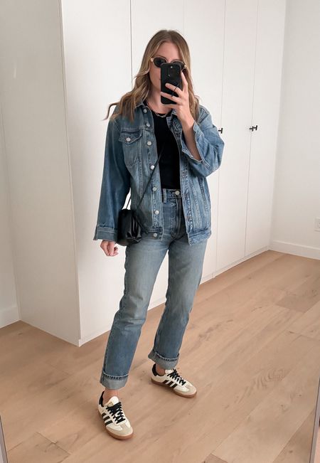 How do we feel about double denim?? I love it! Here’s a cute and simple spring outfit ❤️ #denimjacket #springstyle 

#LTKshoecrush #LTKmidsize #LTKSeasonal