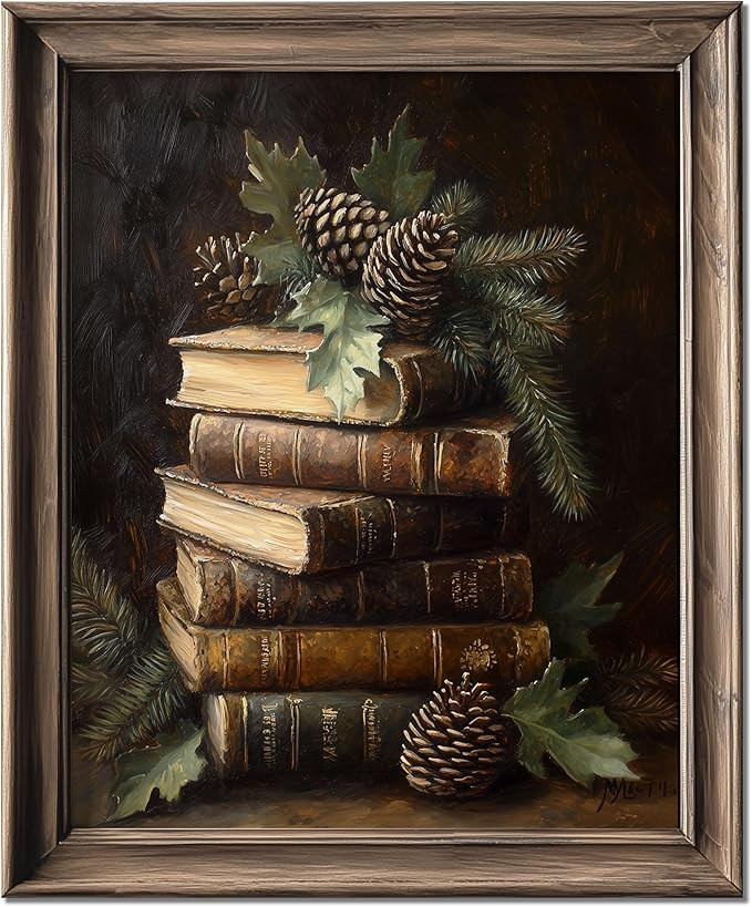 HubbgDesign Vintage Rustic Christmas Wall Art Still Life Pinecone Artwork Winter Holiday Decorati... | Amazon (US)