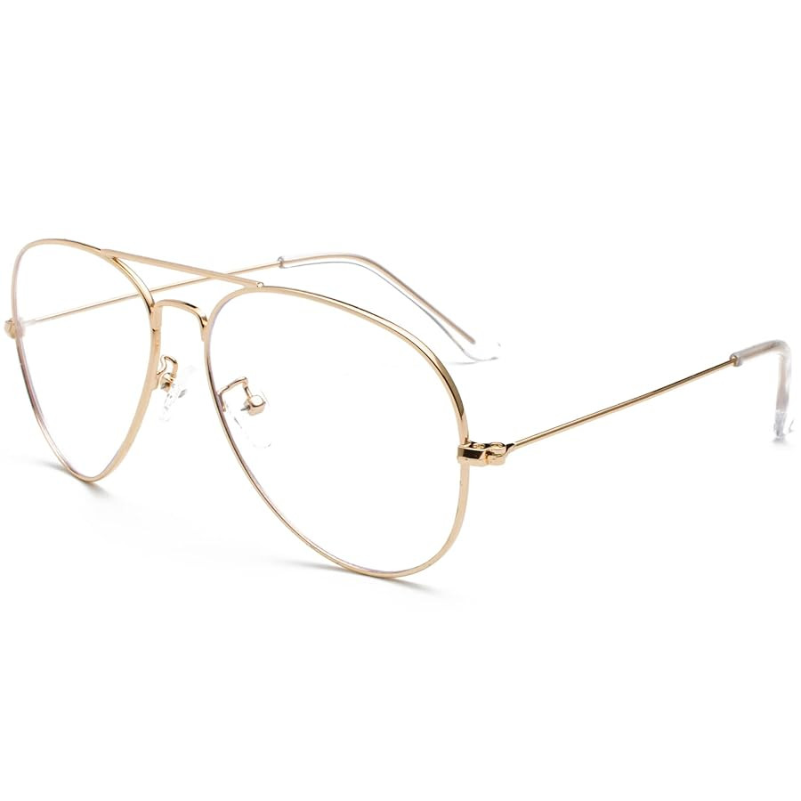 EYLRIM Blue Light Aviator Glasses for Women Men Metal Pilot Frame Clear Lens Computer Eyeglasses | Amazon (US)