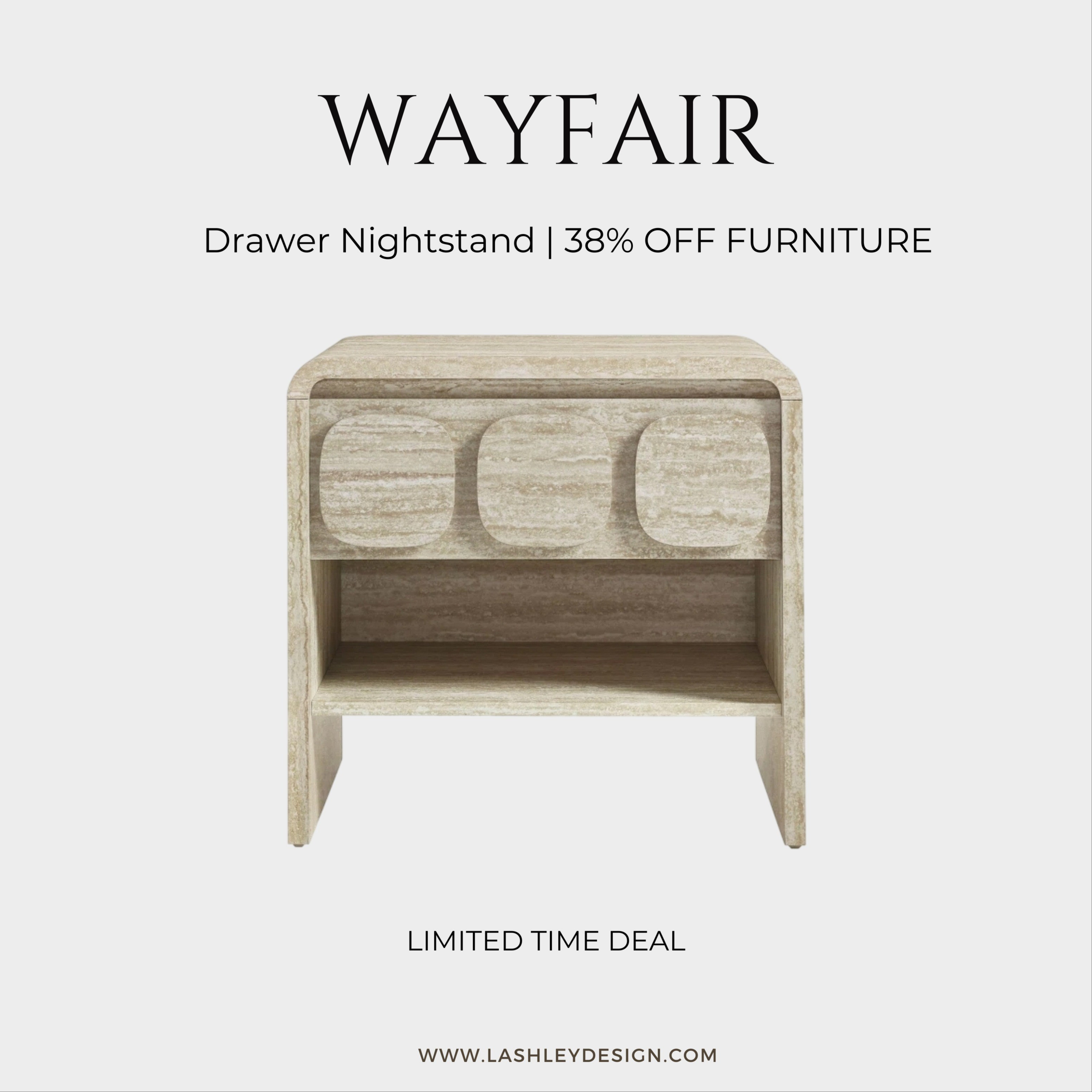 Snag this stylish Wayfair drawer nightstand at 38% off! Perfect for adding storage and charm to your bedroom setup. Limited time deal—don’t miss it!#WayfairFinds #FurnitureSale #BedroomStyle

#LTKU #LTKActive #LTKHome