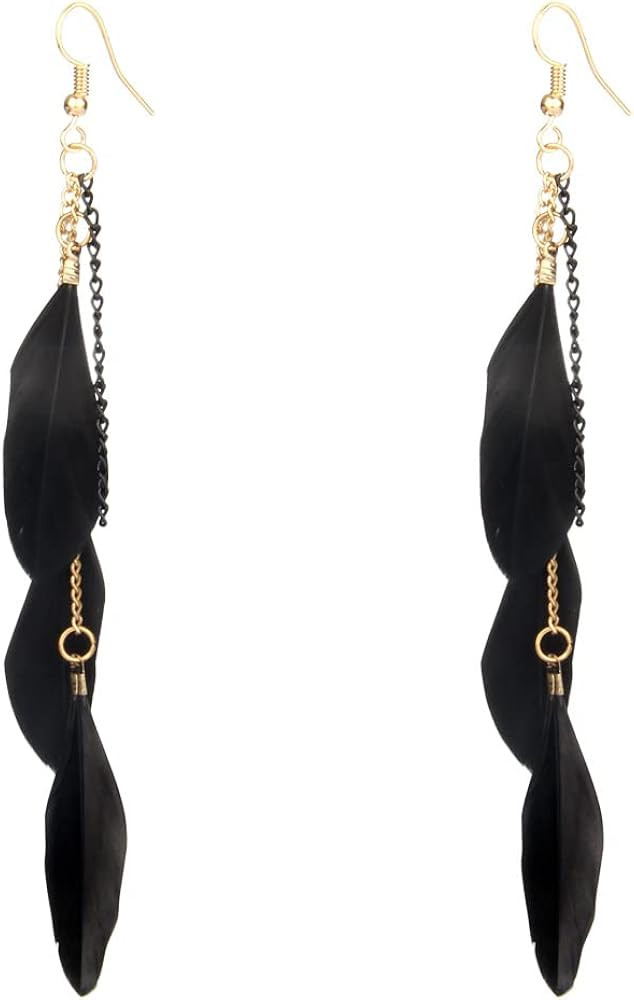 Boho Piercing Jewelry Tassel Feather Dangle Drop Long Chain Earrings Retro Lightweight Earrings f... | Amazon (US)