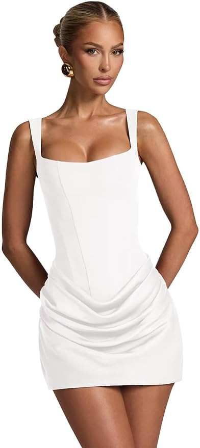 Petite Short Prom Dress for Teens 2026 Spaghetti Straps Satin Sexy Corset Ruched Bodycon Cocktail... | Amazon (US)